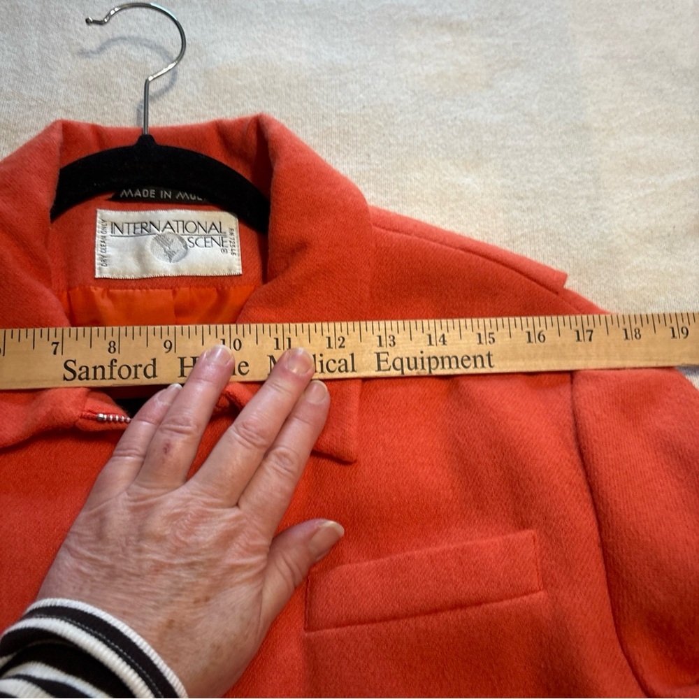 VTG International Scene Orange‎ Wool Blend Pea Coat  Lined Women’s SZ 11/12 - Picture 11 of 15